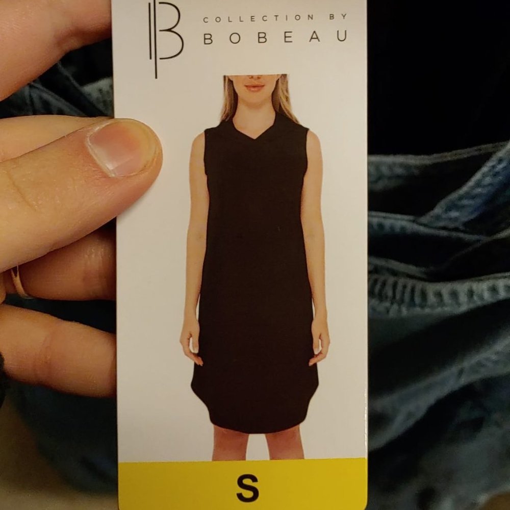BOBEAU Women Dress Black Hooded Sleeveless Kangaroo Pockets --Black - Picture 6 of 6